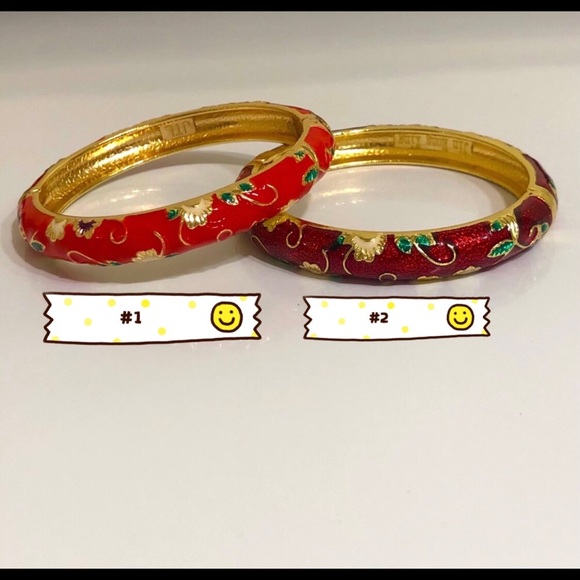 💝💝 NEW Cloisonné Enamel Hinged Bangle Bracelets - Picture 2 of 10